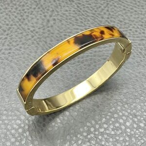 Ann Taylor Bangle Bracelet Multi-Tone Gold Brown Resin 7in Box Closure Womens